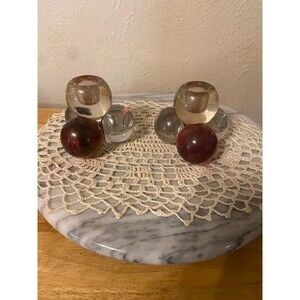 Vintage Westmoreland Glass Della Robbia Ball Cluster Candle Holders